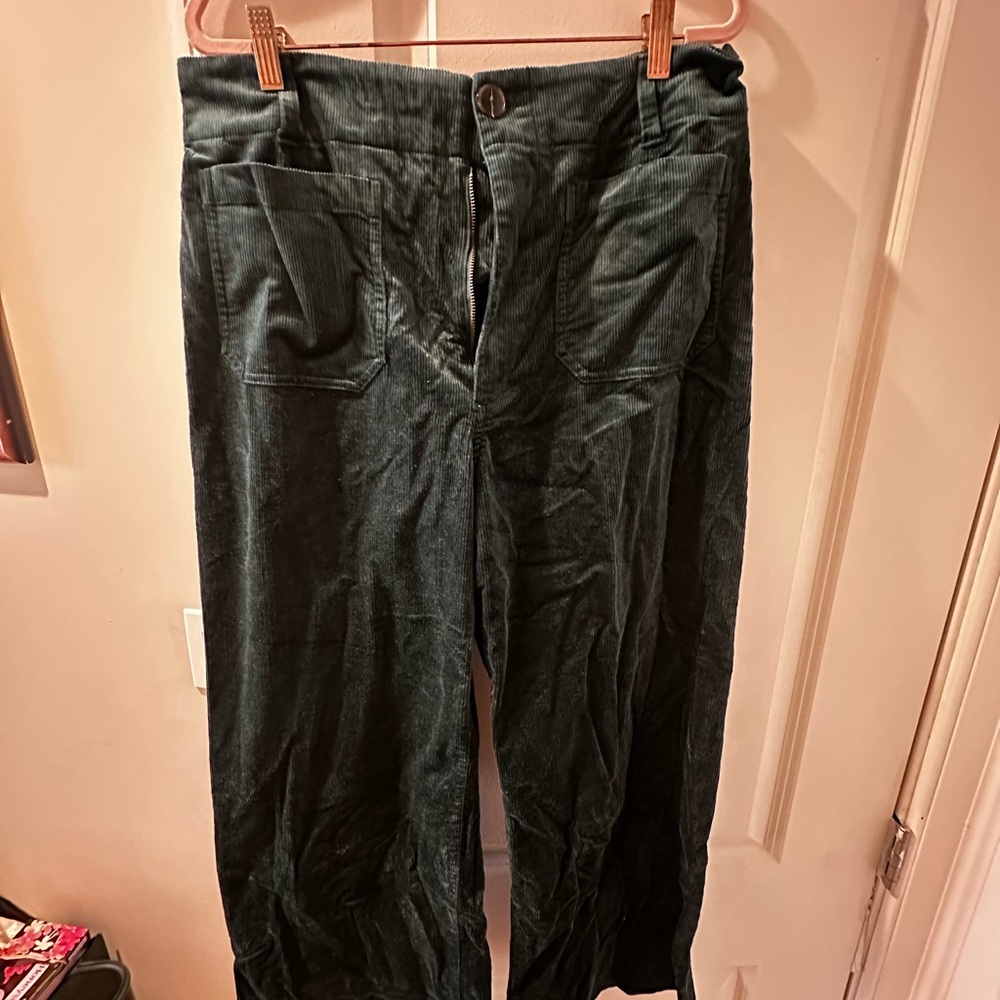 Anthropologie Maeve Forest Green Corduroy Pants